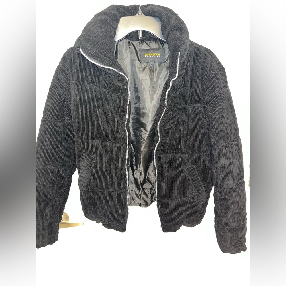 Black corduroy puffer
